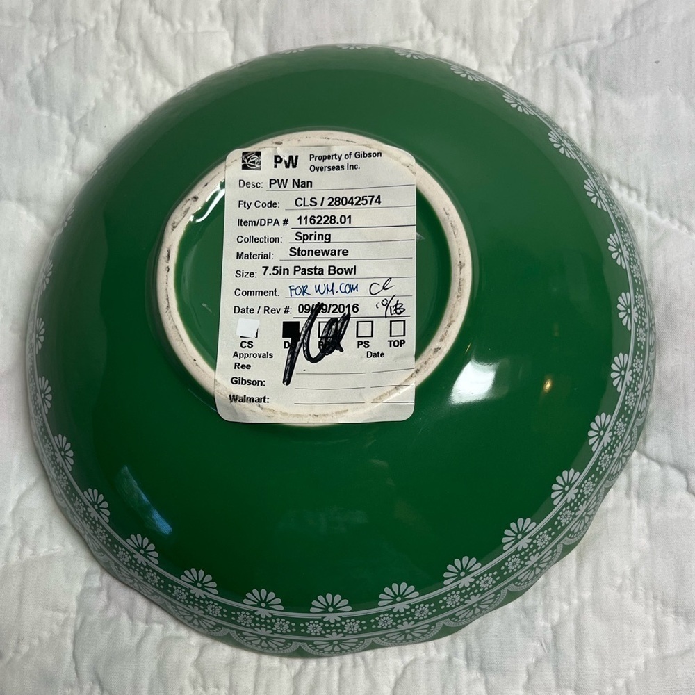 Rare The Pioneer Woman Prototype Vintage Floral green Pasta Bowl. Signed by Ree - Picture 4 of 6